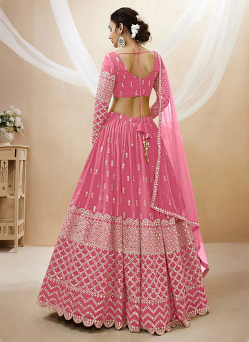 Pink Color Sequins Work Indian Party Lehenga