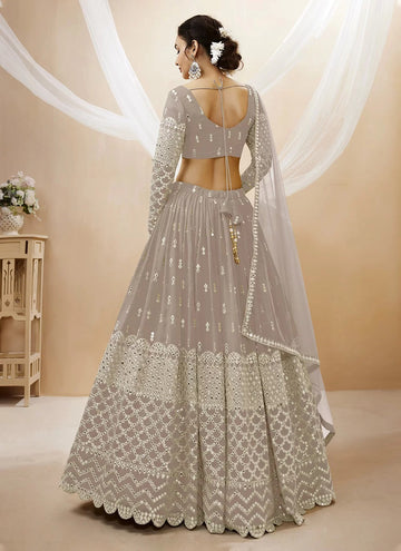 Grey Georgette Color Sequins Work Indian Party Lehenga