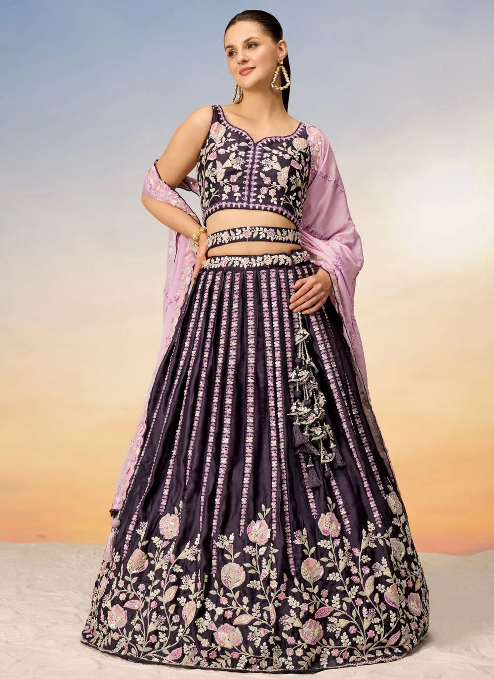 Buy Burgundy Satin Sequins Indian Wedding Lehengas Buy Burgundy Satin Sequins Indian Wedding Lehengas