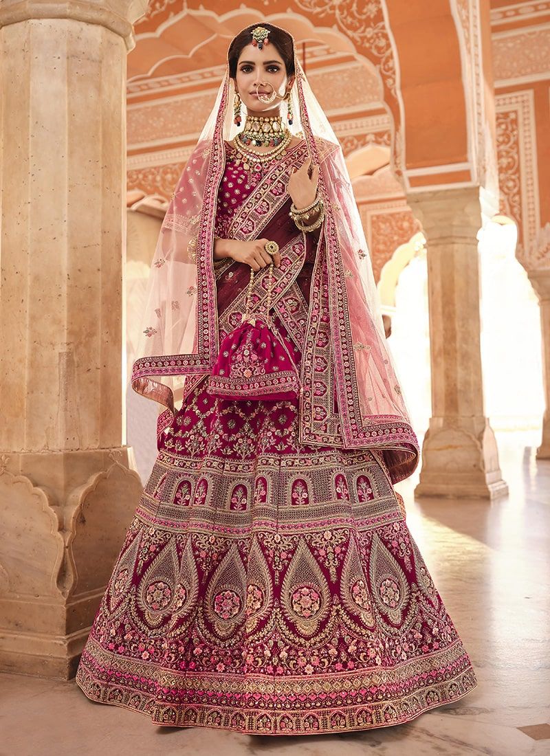 Stone work wedding top lehenga