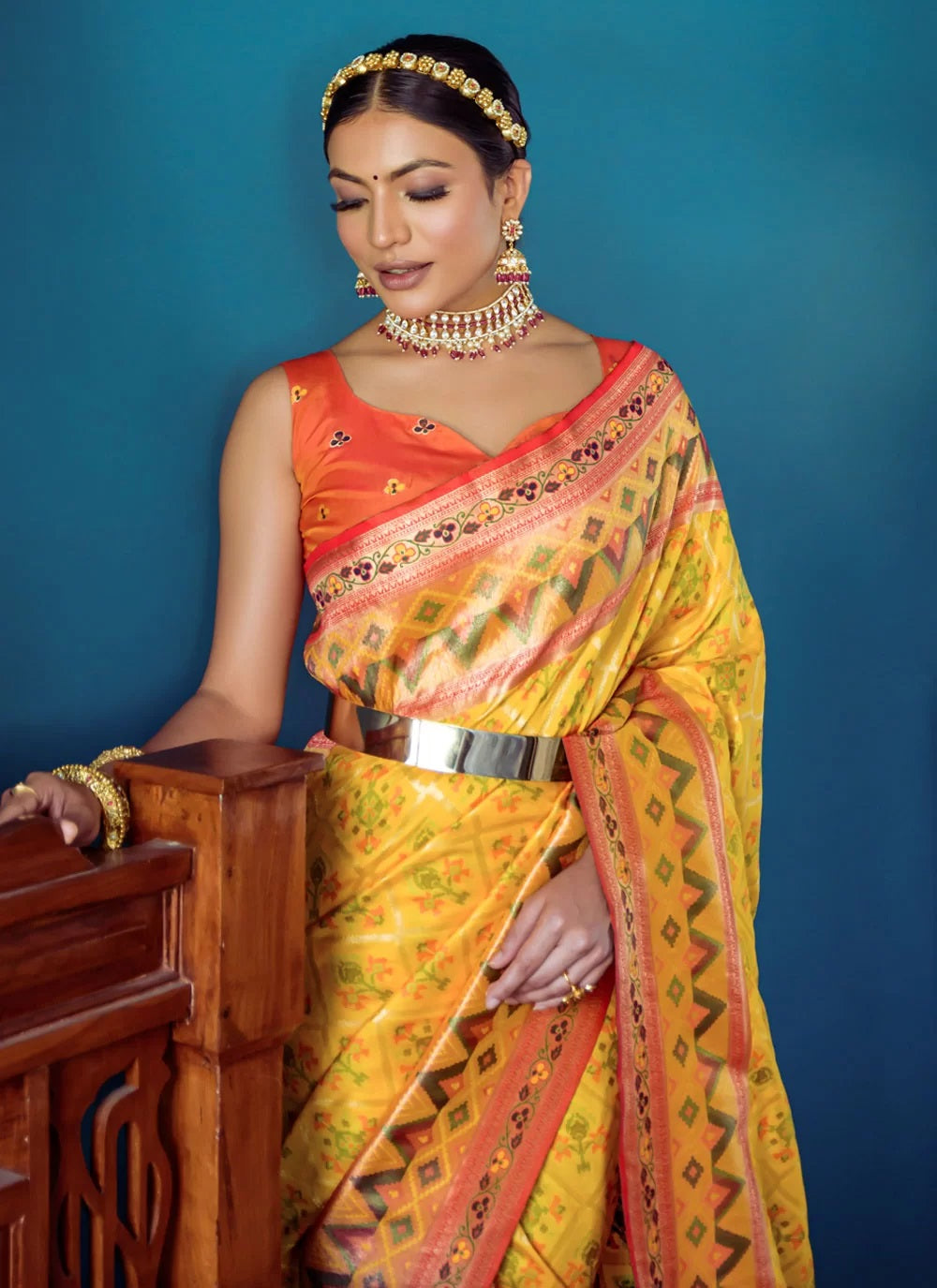 Yellow Banarasi Silk Saree With Matching Blouse Piece