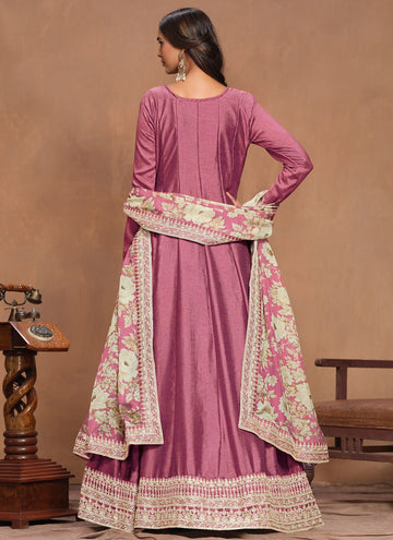 Pink Art Silk Embroidered Indian Anarkali