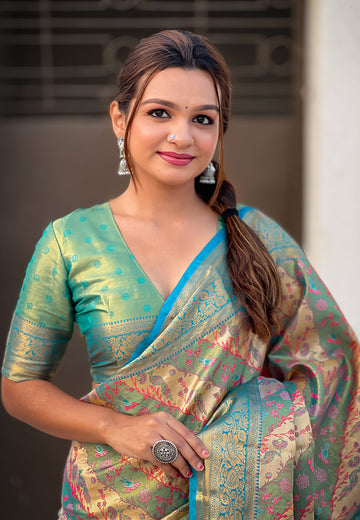 Rama Original Dharmavaram Leheriya Silk Zari Woven Saree