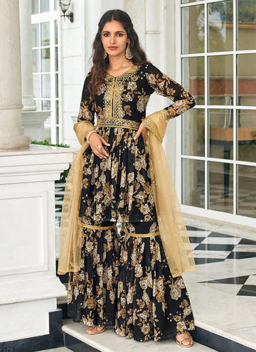 Black Faux Georgette Indian Palazo suit