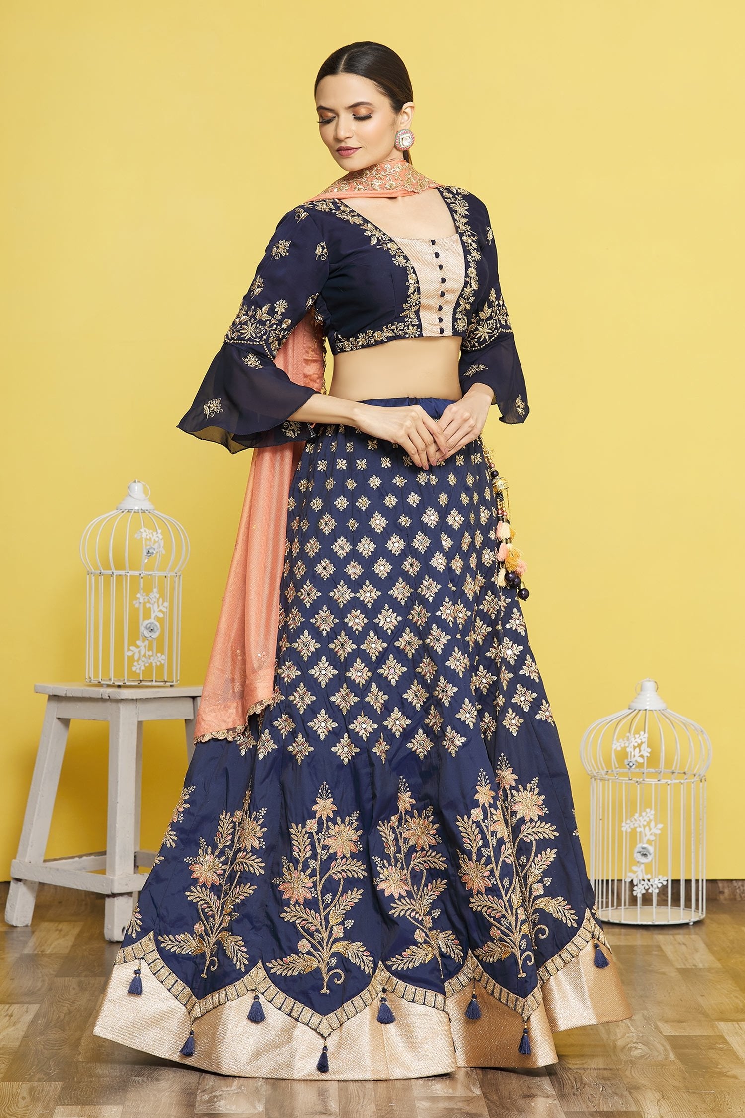 Blue Color Tafeta Silk Resham Lehenga Choli