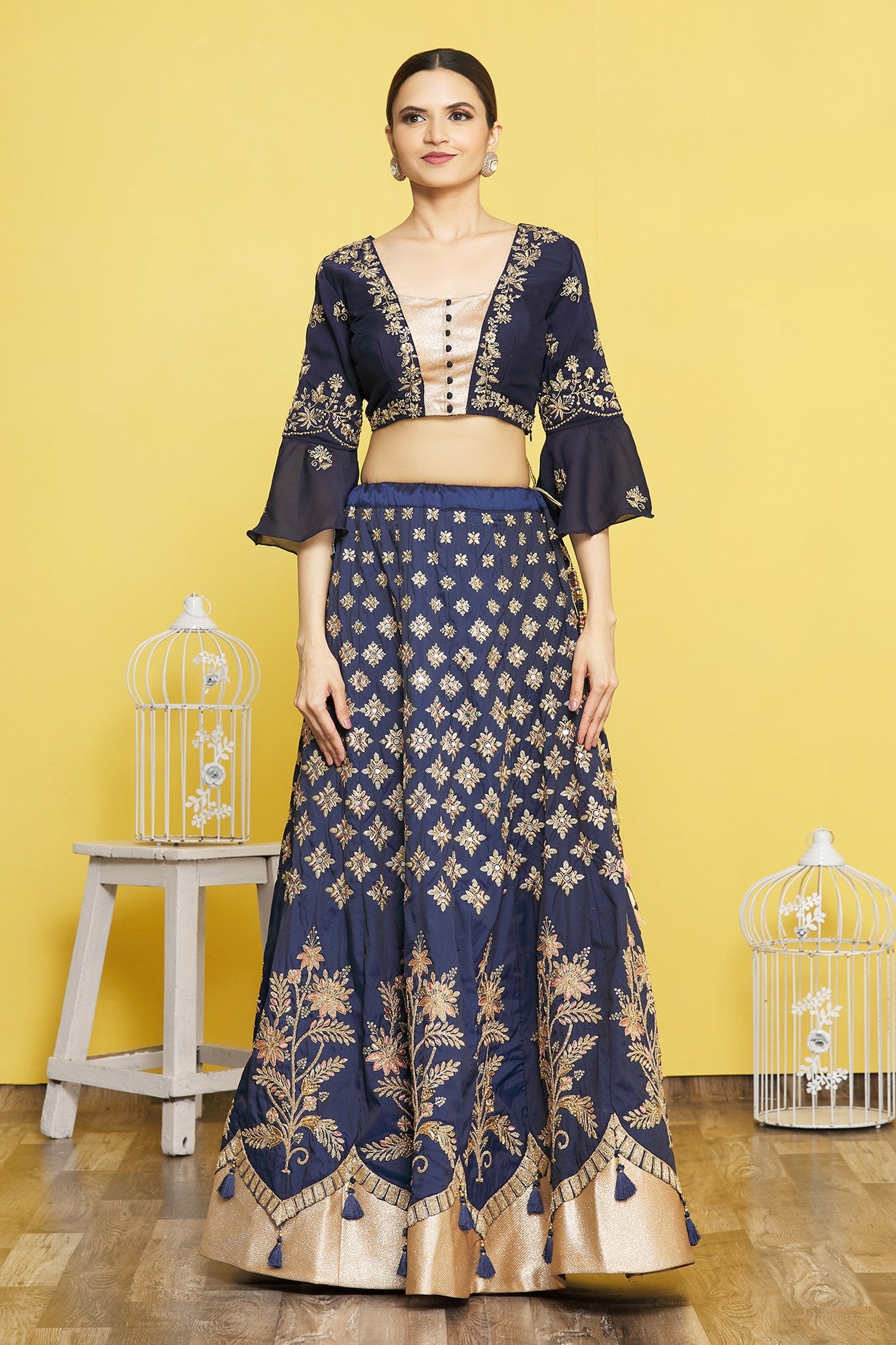 Blue Color Tafeta Silk Resham Lehenga Choli