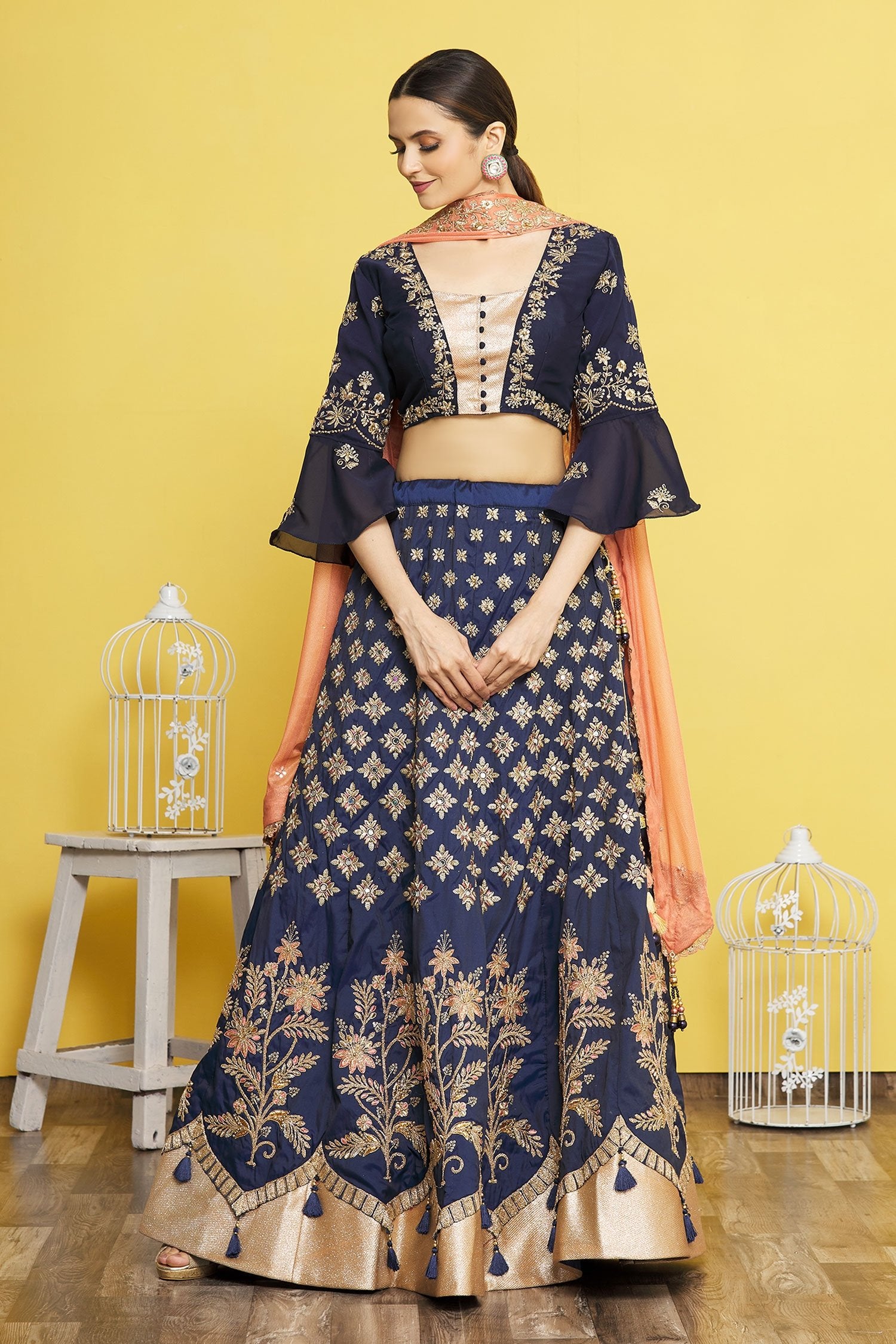 Blue Color Tafeta Silk Resham Lehenga Choli