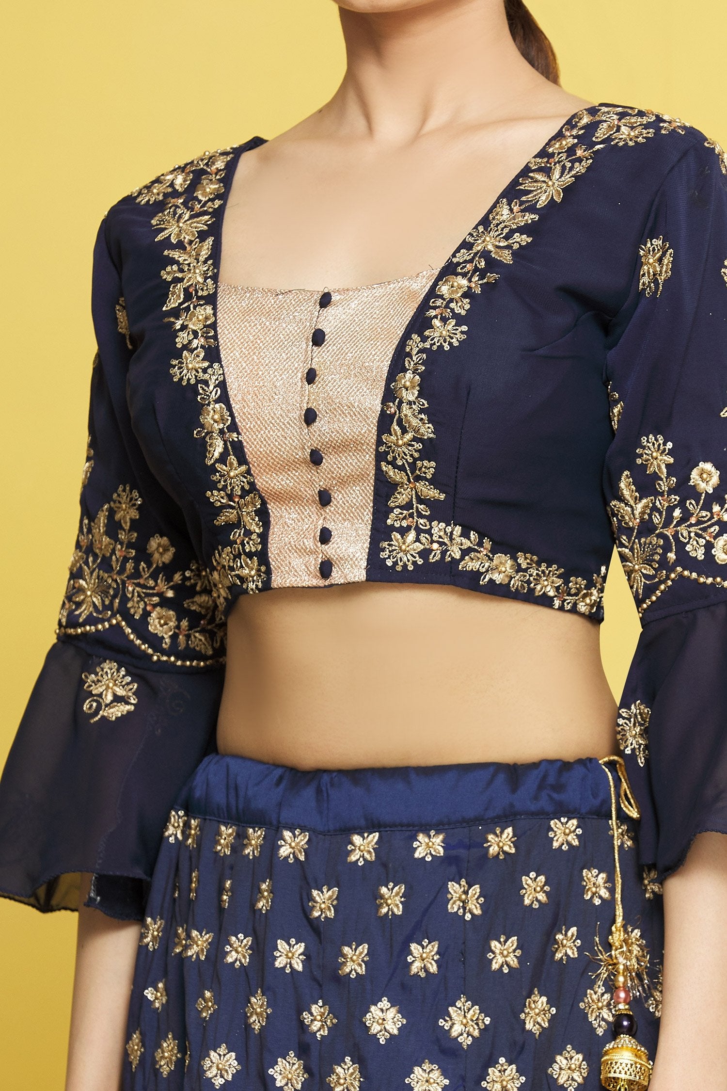 Blue Color Tafeta Silk Resham Lehenga Choli