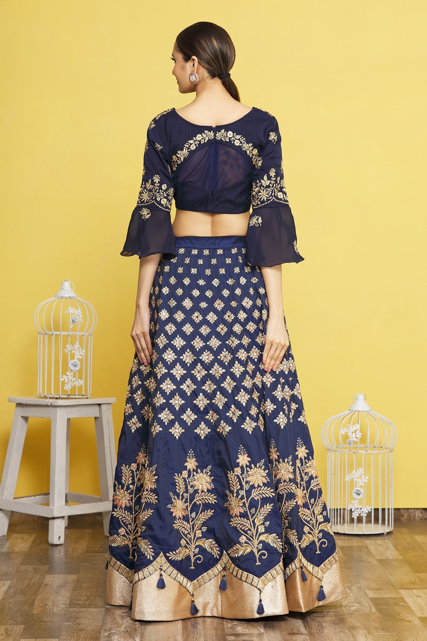 Blue Color Tafeta Silk Resham Lehenga Choli