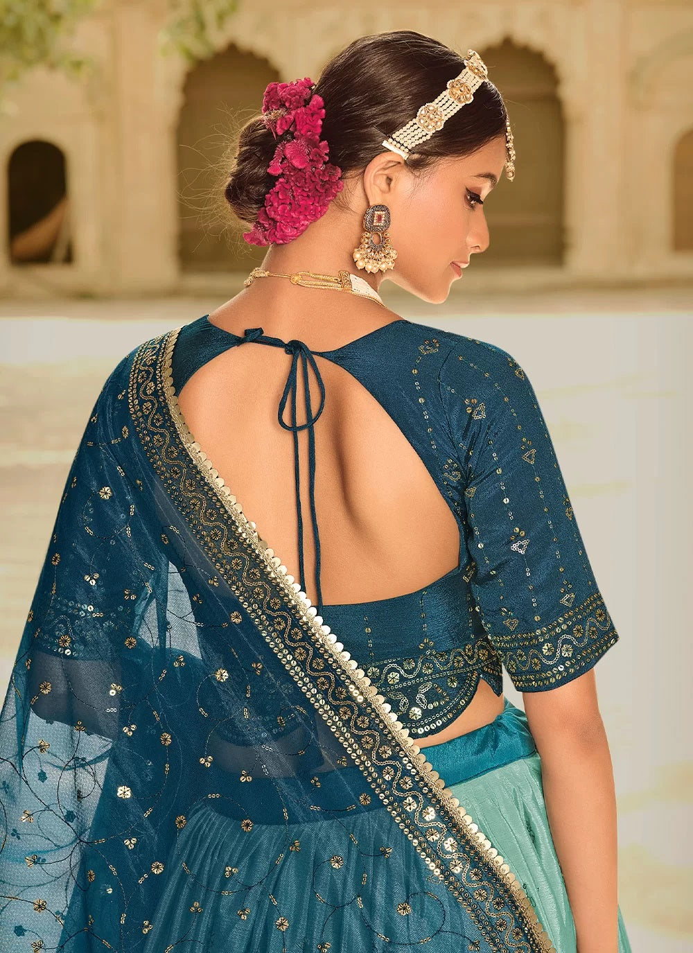 Blue Sequins Embroidered Trendy Lehenga Choli