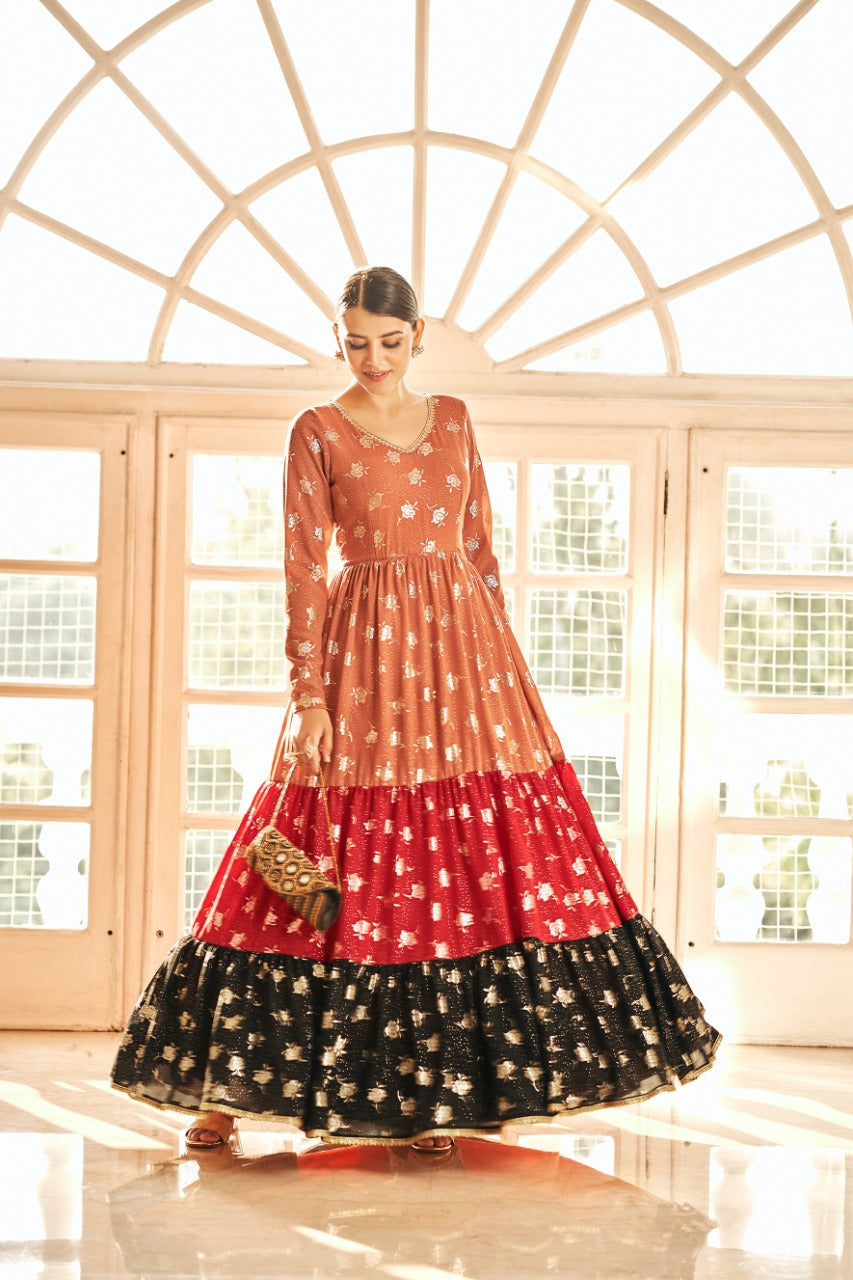 Bright Festival Faux Georgette Anarkali Gown