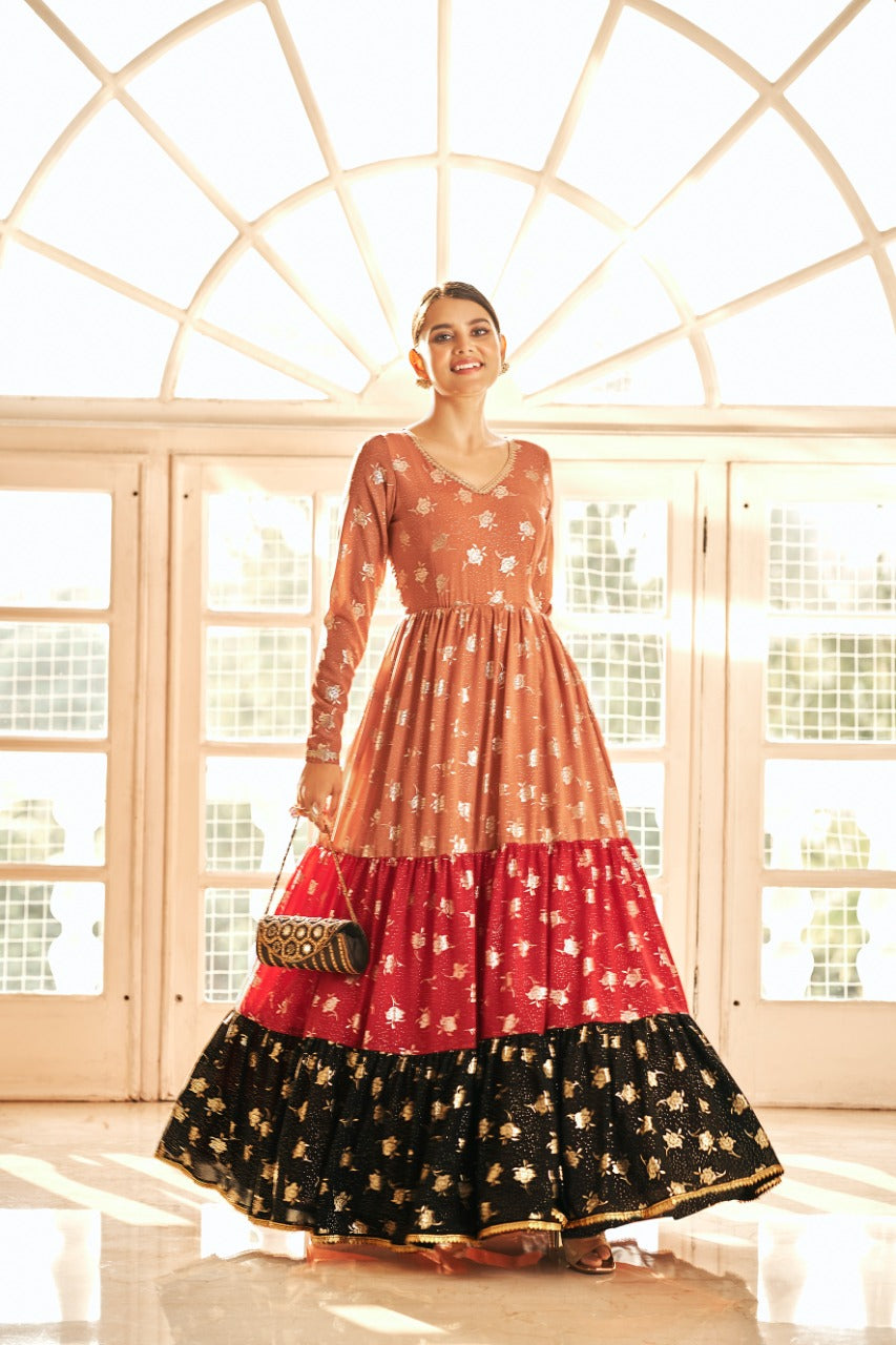 Bright Festival Faux Georgette Anarkali Gown