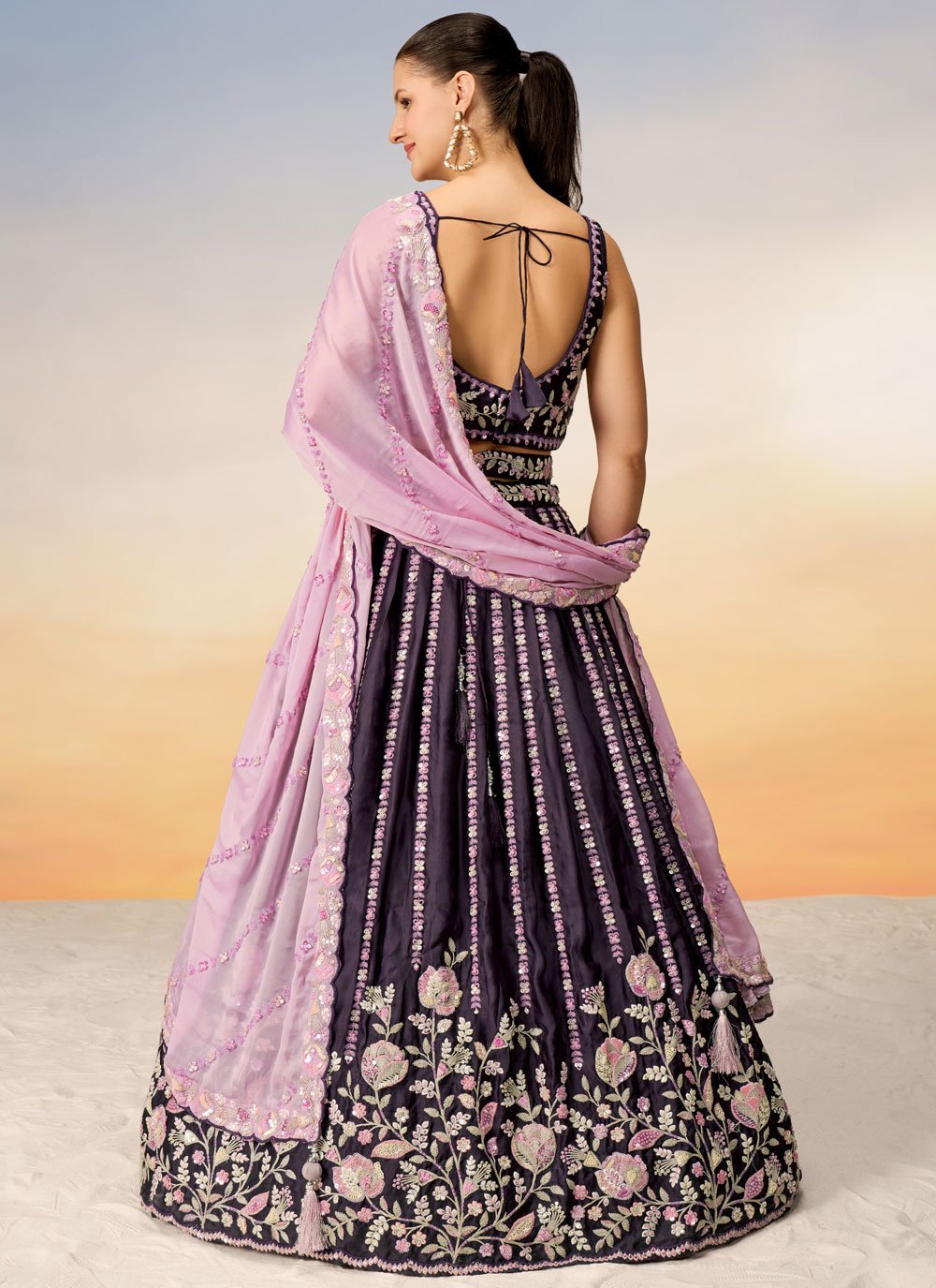 Buy Burgundy Satin Sequins Indian Wedding Lehengas Buy Burgundy Satin Sequins Indian Wedding Lehengas