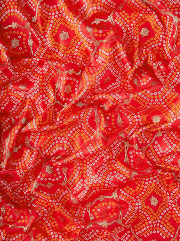 Crimson and Gilded Satin Paisley Zari with Bandhni Banarasi Saree