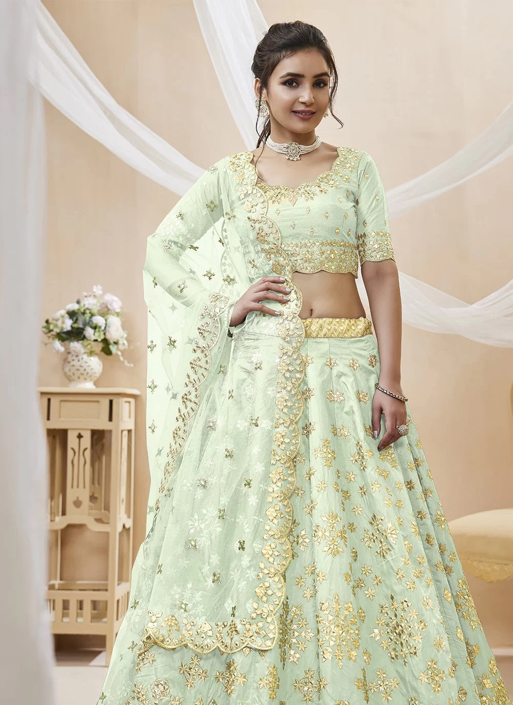 Buy Sea Green Designer Bridal Lehenga - Embroidered Lehenga Choli – Empress  Clothing
