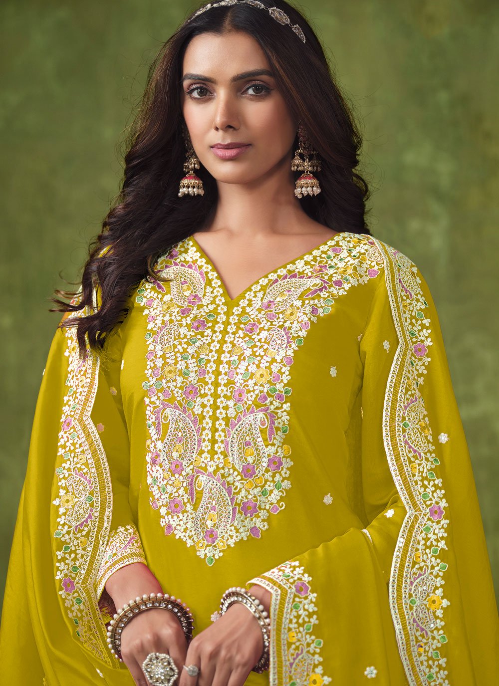 Green Chanderi Indian Patiyala Suit