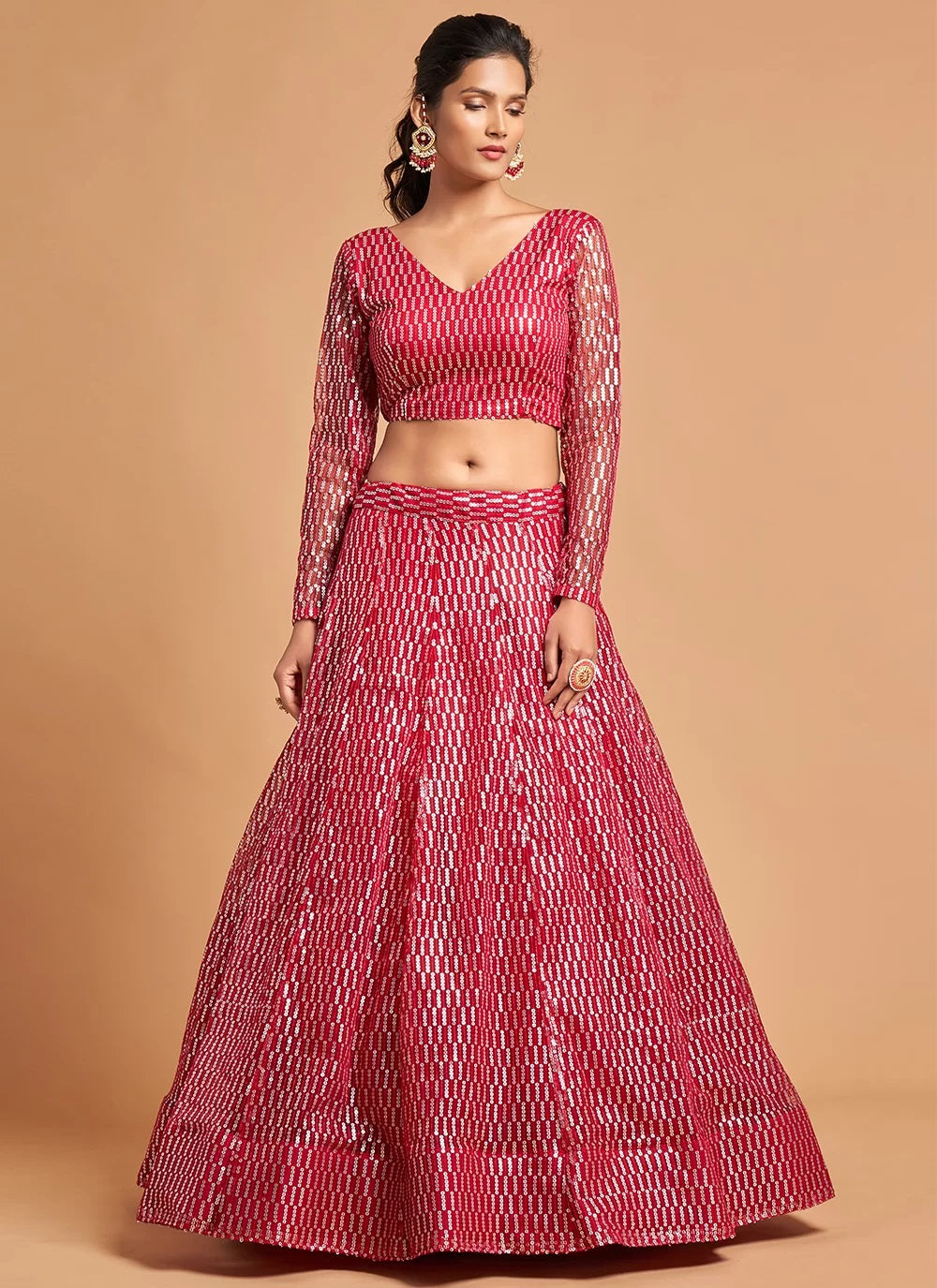 Hot Pink Thread Ceremonial A Line Lehenga