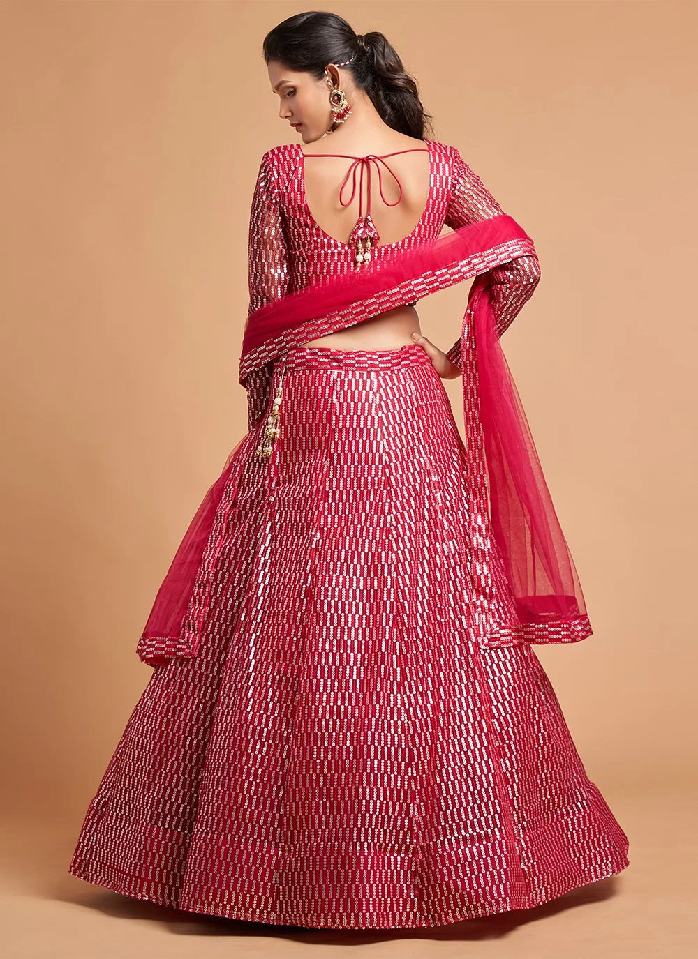 Hot Pink Thread Ceremonial A Line Lehenga