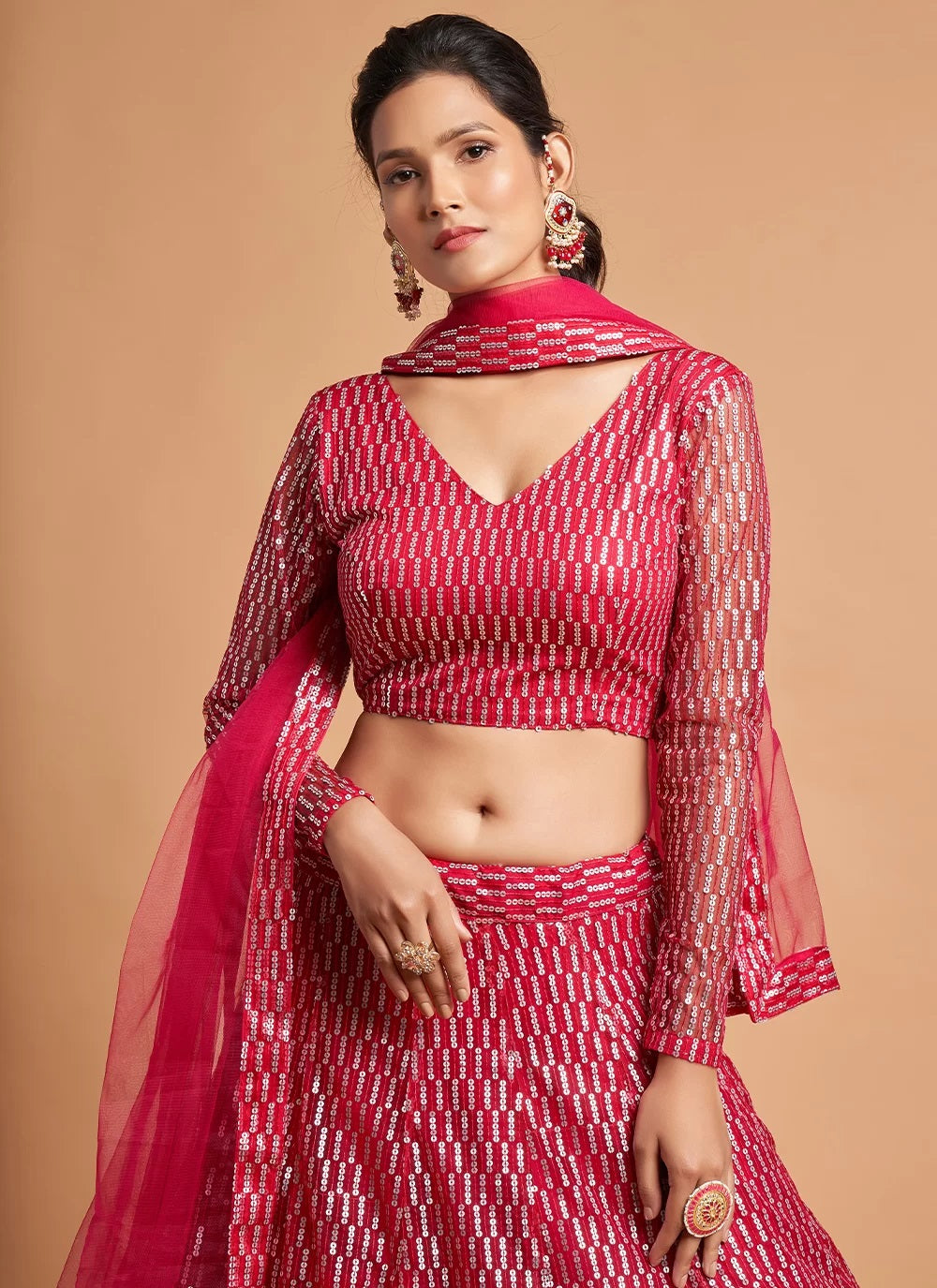 Hot Pink Thread Ceremonial A Line Lehenga