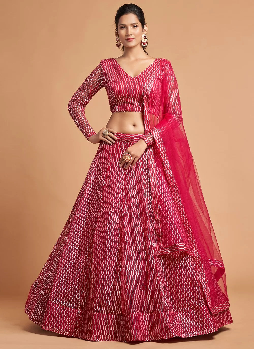 Hot Pink Thread Ceremonial A Line Lehenga