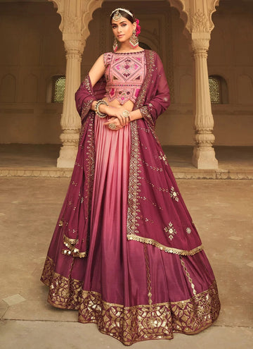 Magenta Sequins Embroidered Trendy Lehenga Choli