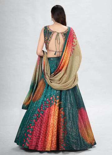 Multicolor Hand Work Art Silk Party Wear Lehenga