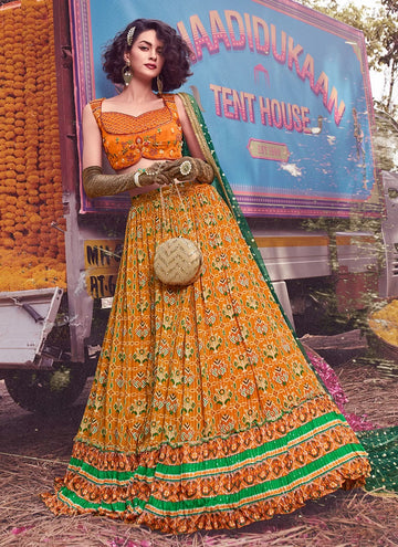 Mustard Hand Work Readymade Lehenga Choli