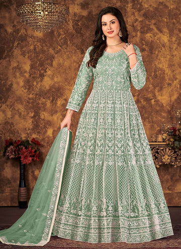 Net Sea Green Trendy Indian Salwar Kameez