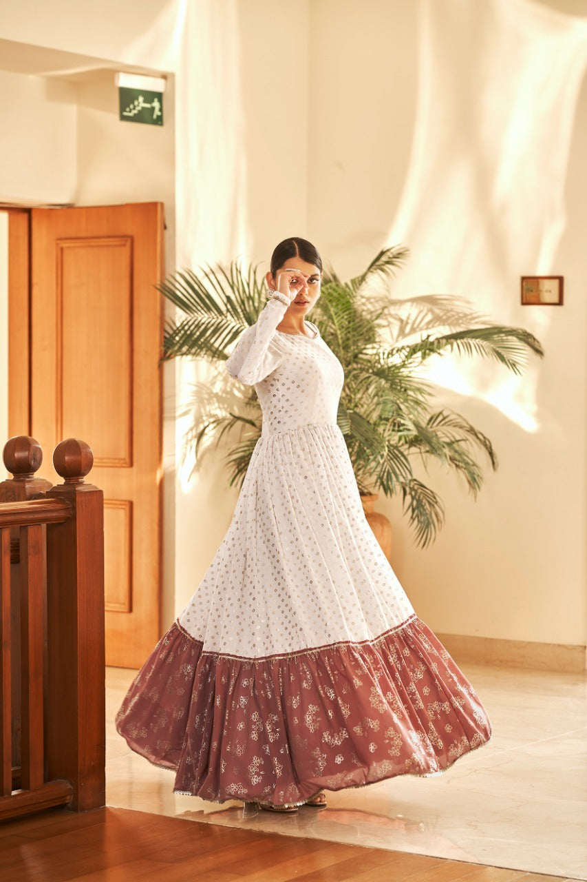 Off White  Faux Georgette Designer Anarkali Gown