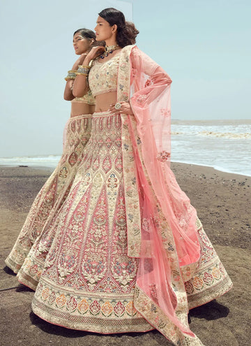 Off White Net Reception Look Lehenga Choli