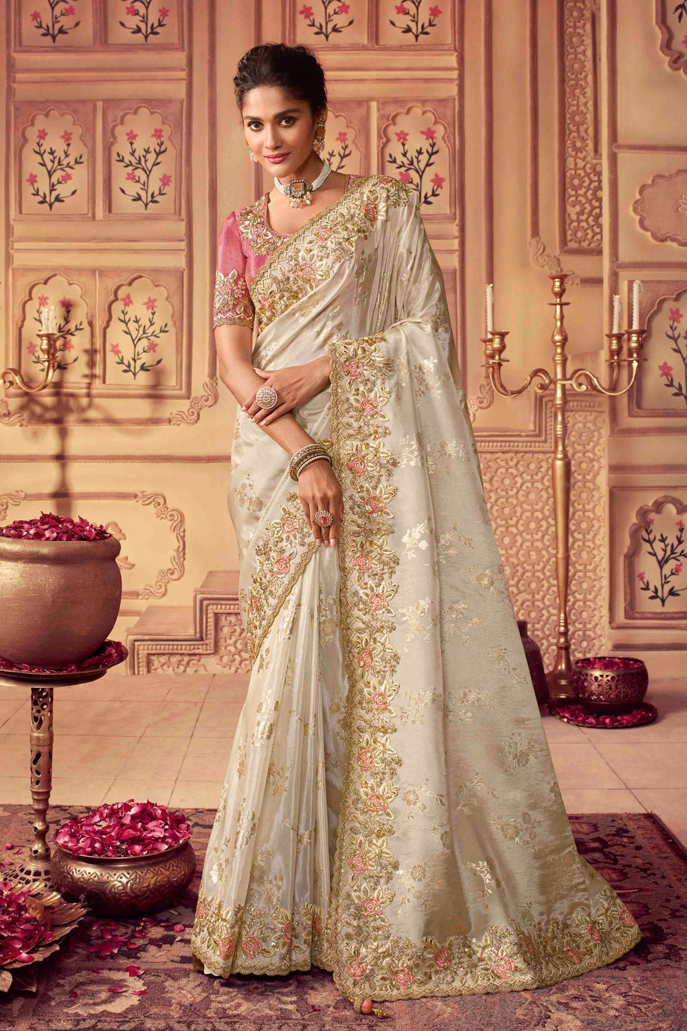 Shop Grey Linen Resham Embroidered Work Saree After Six Wear Online at Best  Price | Cbazaar