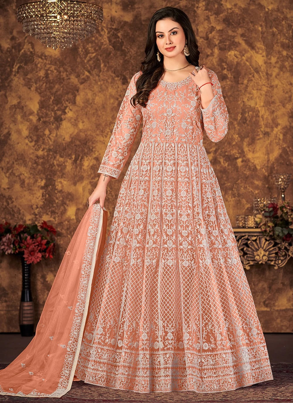 Peach Color Trendy Anarkali Salwar Kameez