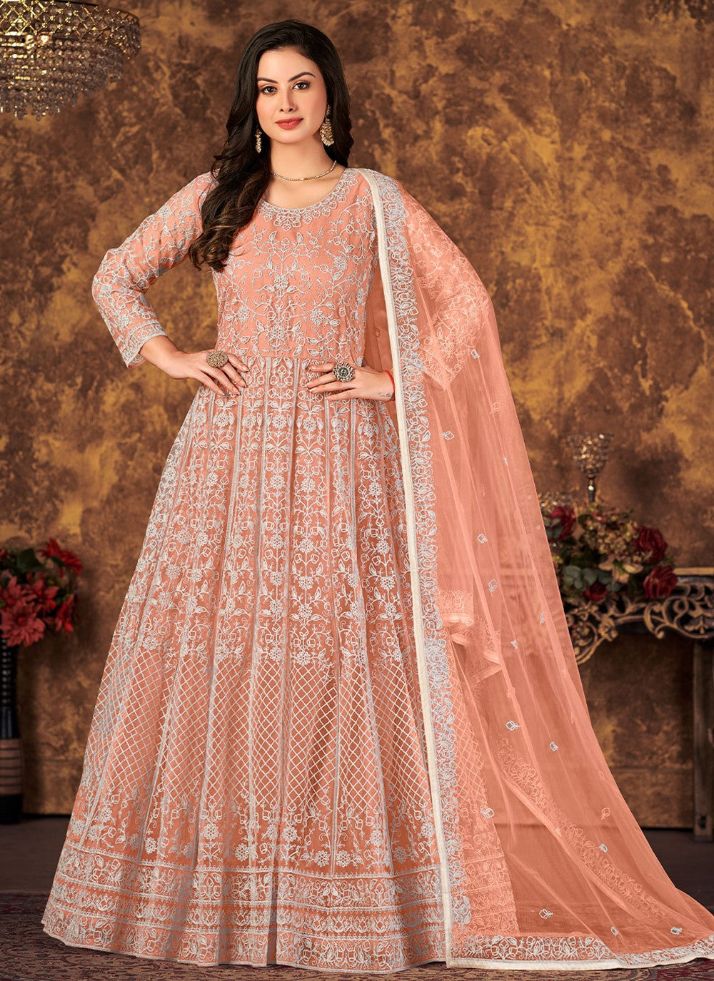 Peach Color Trendy Anarkali Salwar Kameez