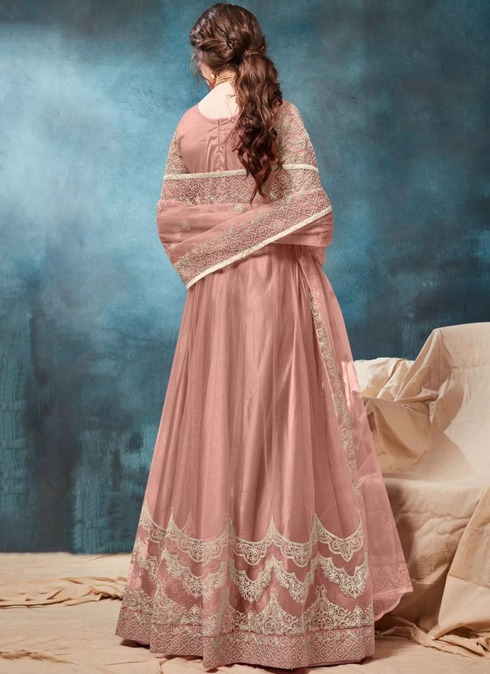 Shop Peach Festival Net Party wear Anarkali Salwar Suit Shop Peach Festival Net Party wear Anarkali Salwar Suit