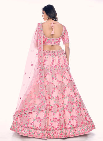 Pink Color Embroidered Indian Wedding Lehenga Choli