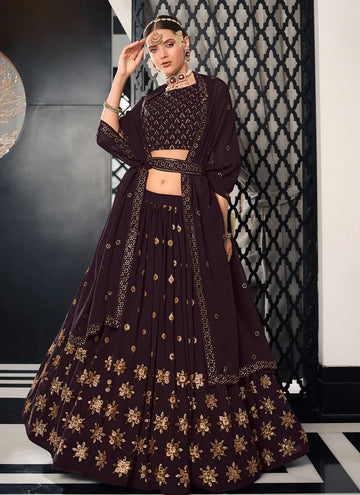 Purple Georgette Wedding Fancy Lehenga Choli