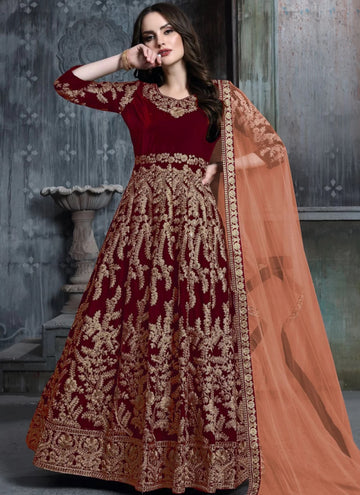 Red Velvet Festival Anarkali Salwar Kameez