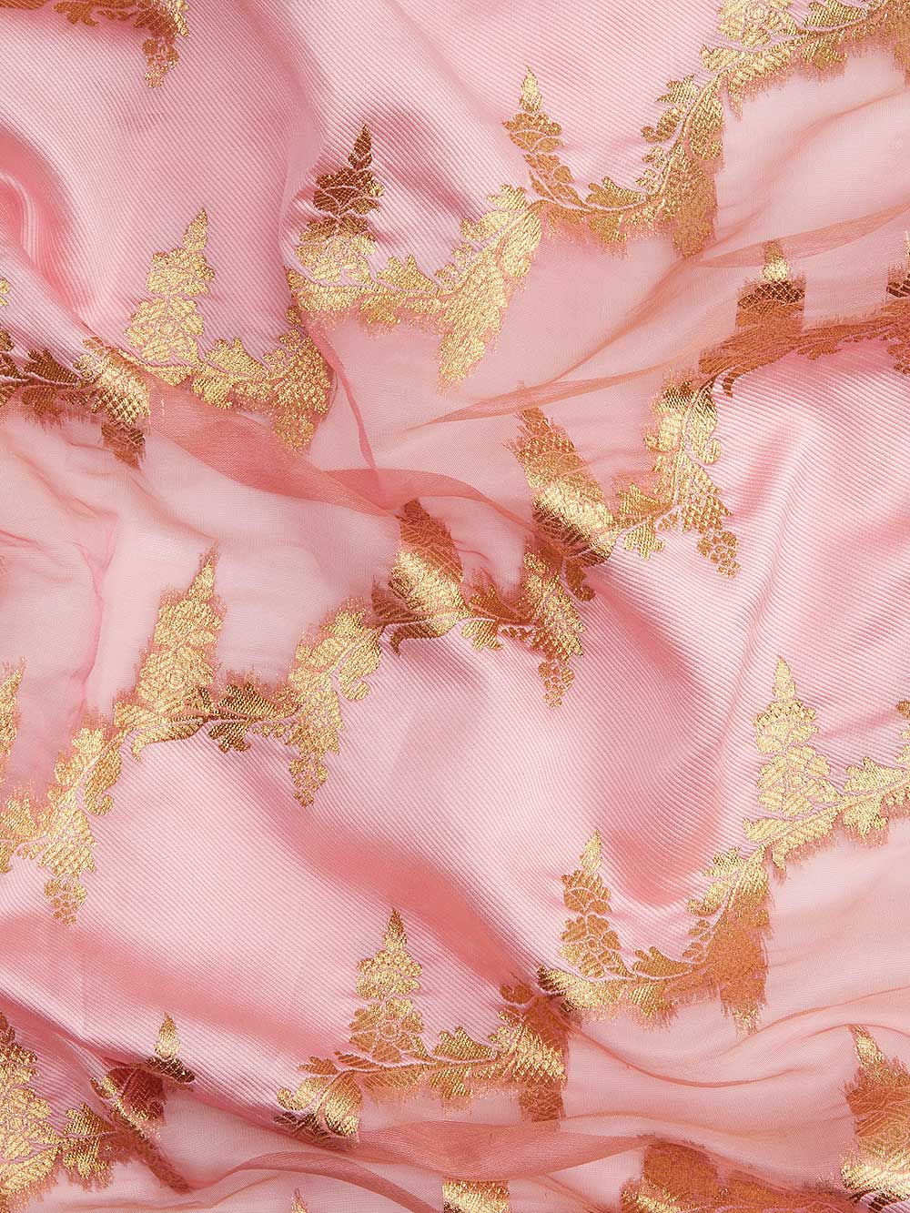 Rose Gold Paisley Zari Woven Banarasi Saree