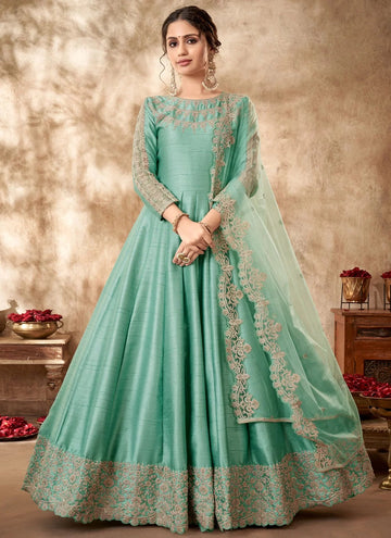 Sea Green Embroidered Anarkali Salwar Suit