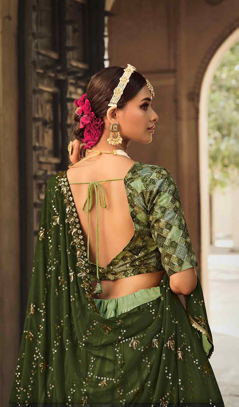 Buy Green Silk Embroidered and Hand Work Readymade Lehenga Choli Online :  272437 