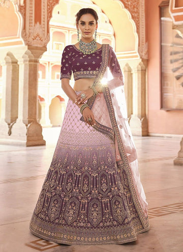 Wine Color Velvet Base Dori And Stone Work Lehenga For Bride