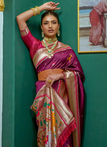 Wine Silk Indian Ethnic wear Saree