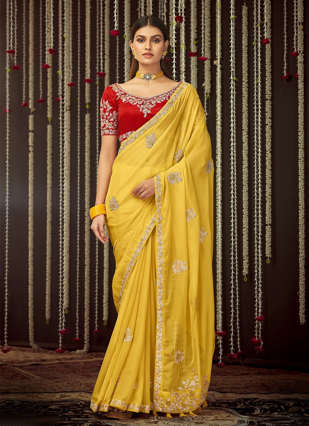 Yellow Organza Festival Contemporary Saree