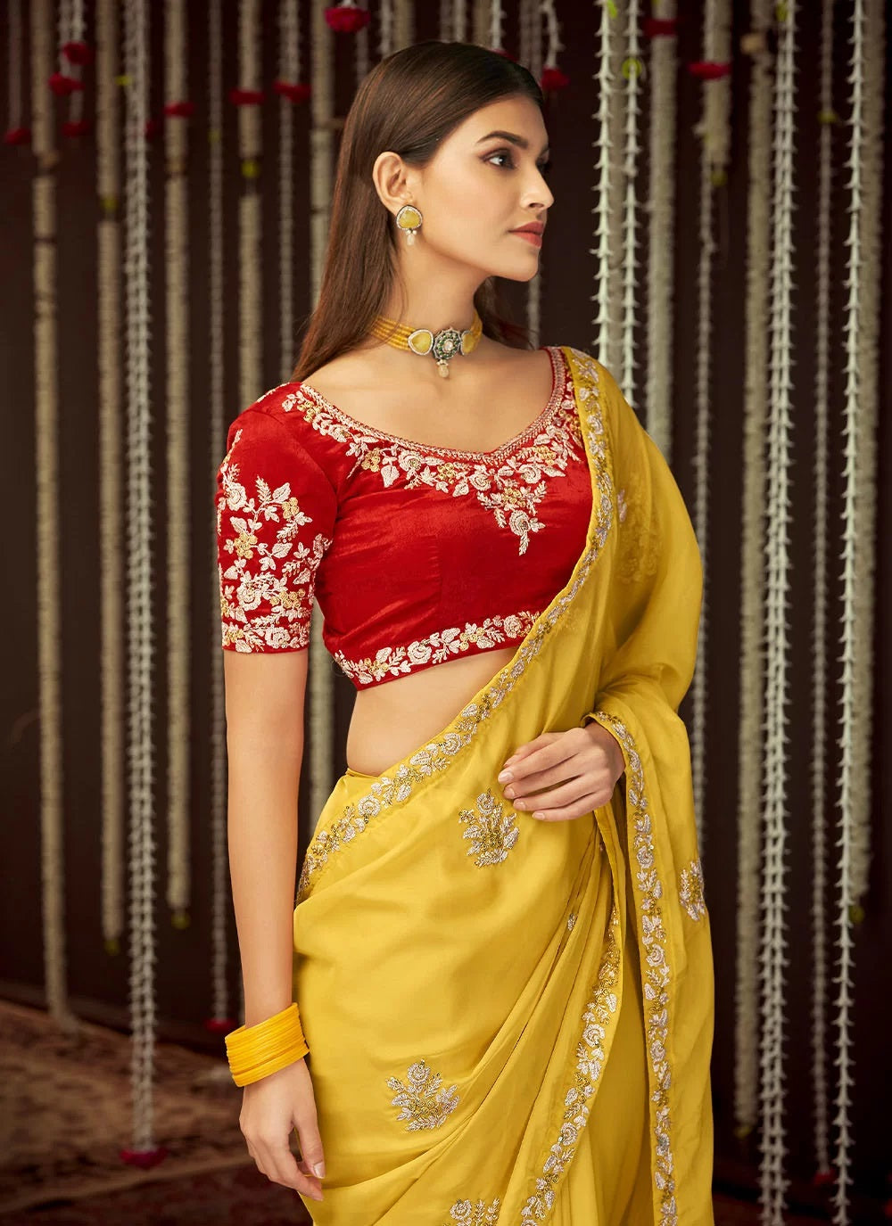 Yellow Organza Festival Contemporary Saree