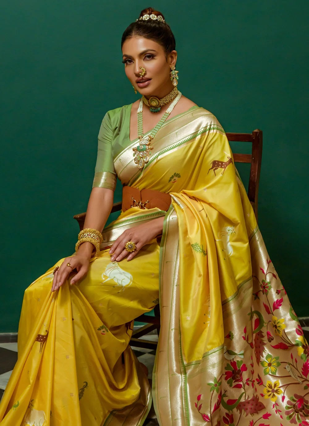 Yellow Soft Paithani Silk Zari designer Saree