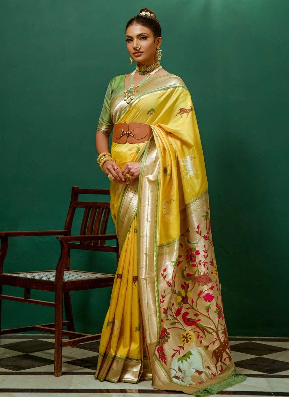 Yellow Soft Paithani Silk Zari designer Saree