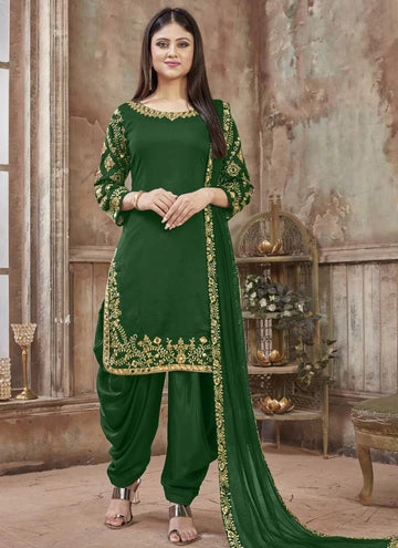 Art Silk New Patiala Salwar Kameez In Green