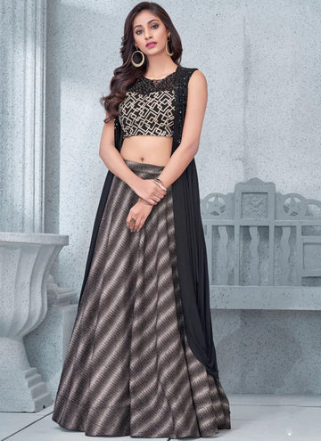 Black Net Embroidered Wedding Indian Lehenga Choli