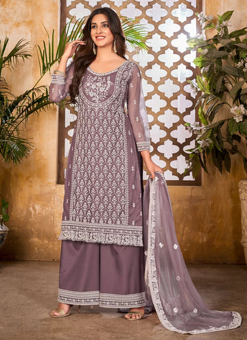Purple Color Palazzo Style Indian Dress